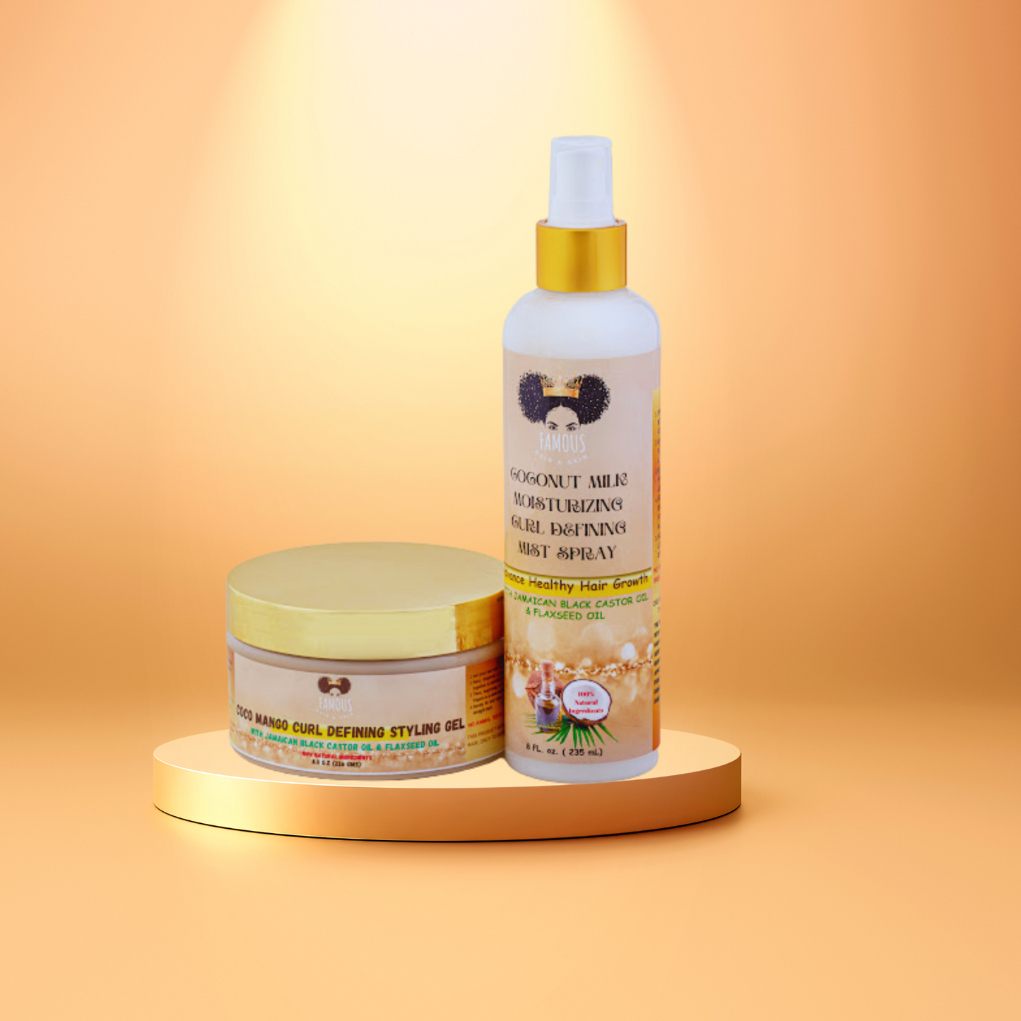 16 oz. Coco Mango Curl defining Gel/Coconut milk curl defining moisturizing spray