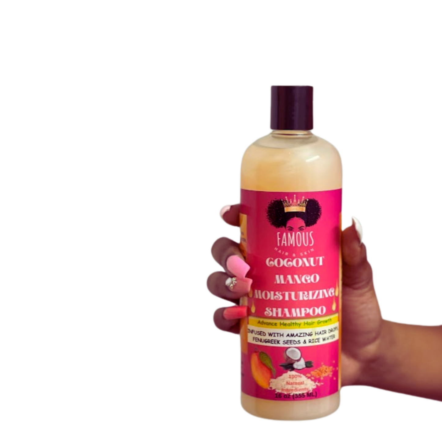 16 oz. Coconut & Mango Rice Water Moisturizing Shampoo with Fenugreek