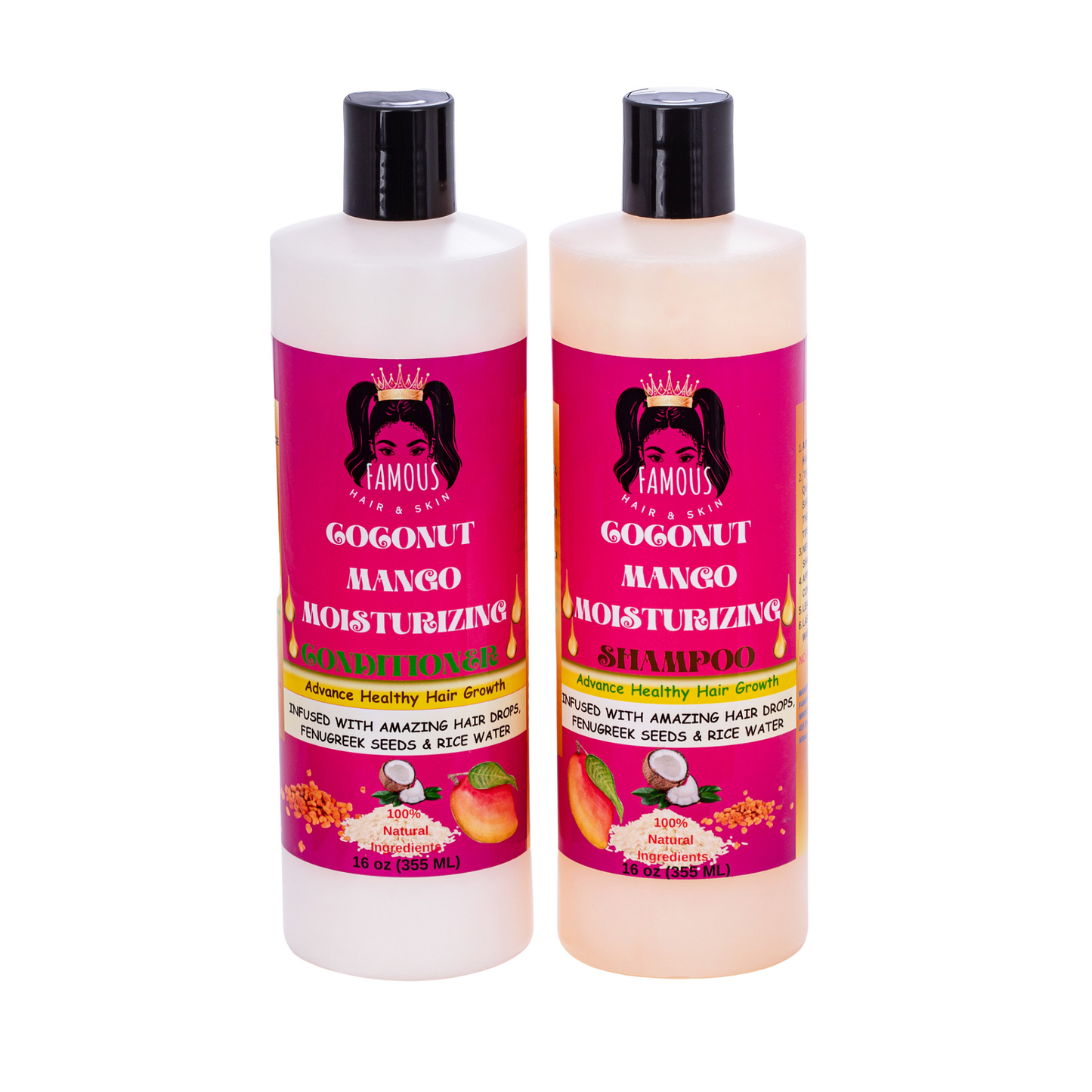 32 oz. Coconut & Mango Rice water Moisturizing Shampoo & Conditioner Combo