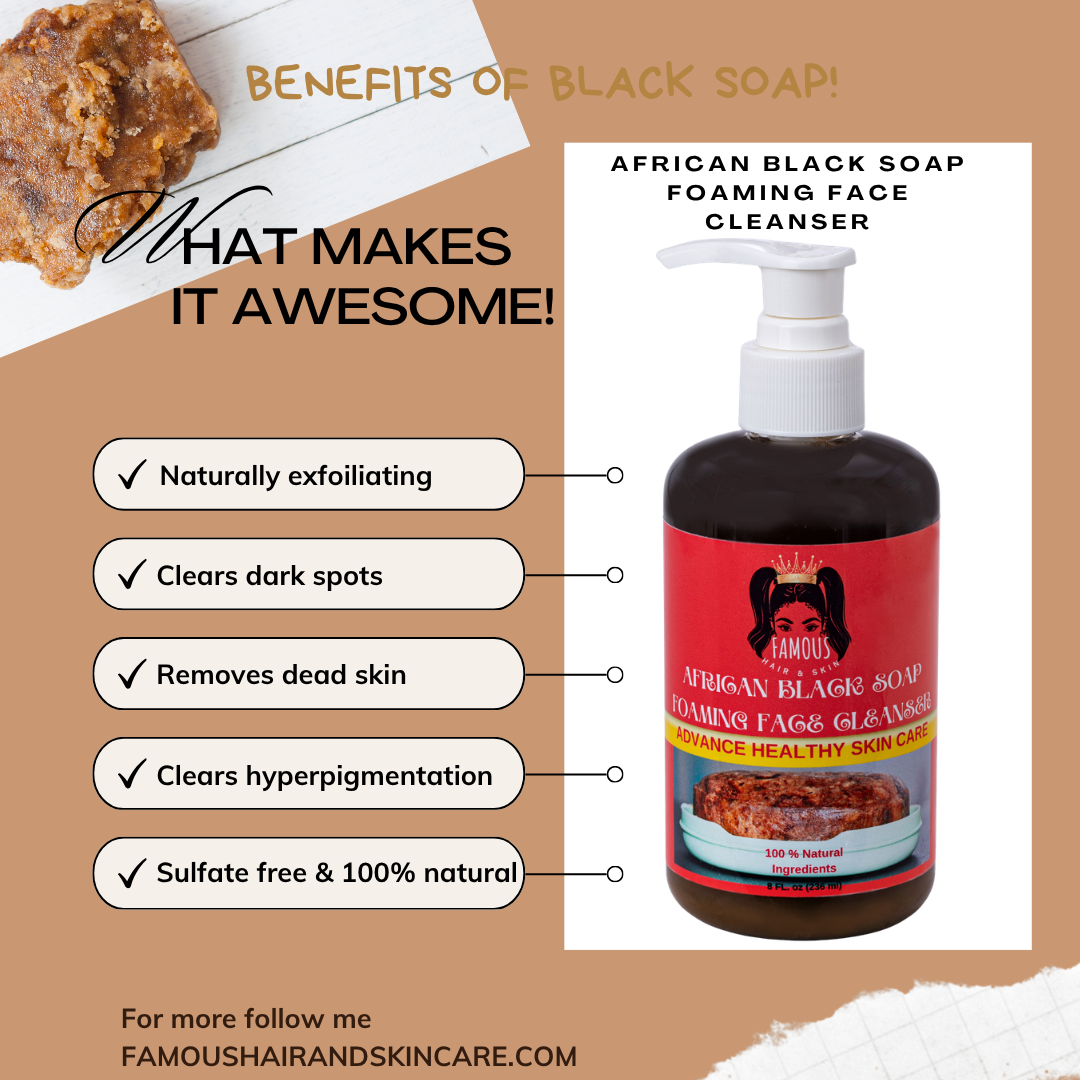 8 oz. Black soap foaming face cleanser.