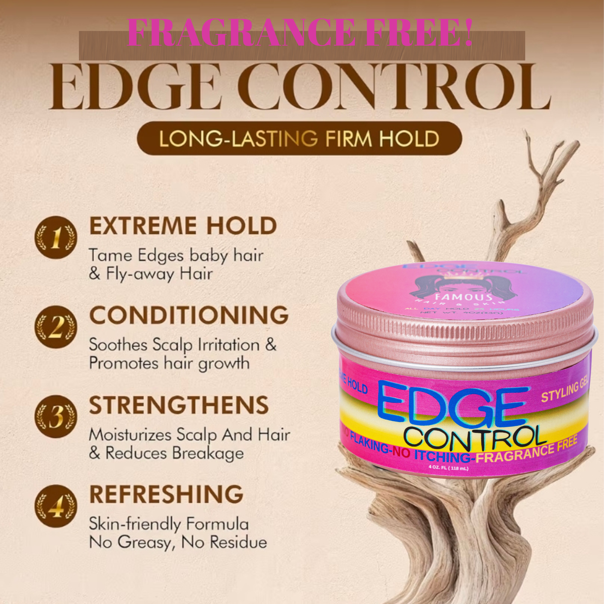 4 oz. Edge Control Styling Gel with Aloe Vera