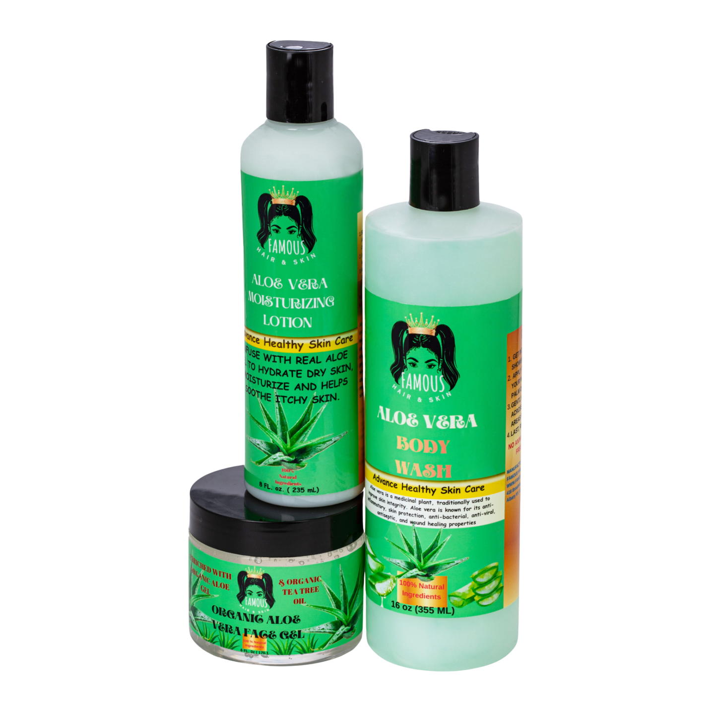 30 oz. Aloe Vera Collection/ Aloe Vera body wash/Aloe Vera Moisturizing Lotion/Aloe Vera face Gel