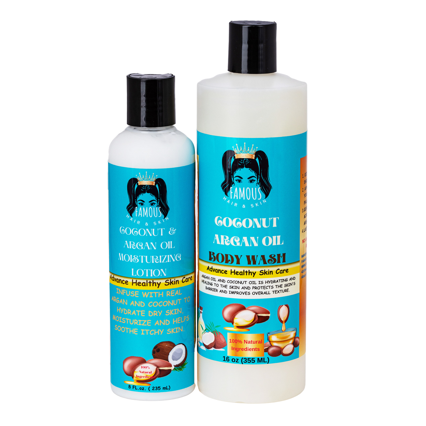 24 oz. Coconut & Argan Oil Moisturizing Body wash and Lotion Duo set