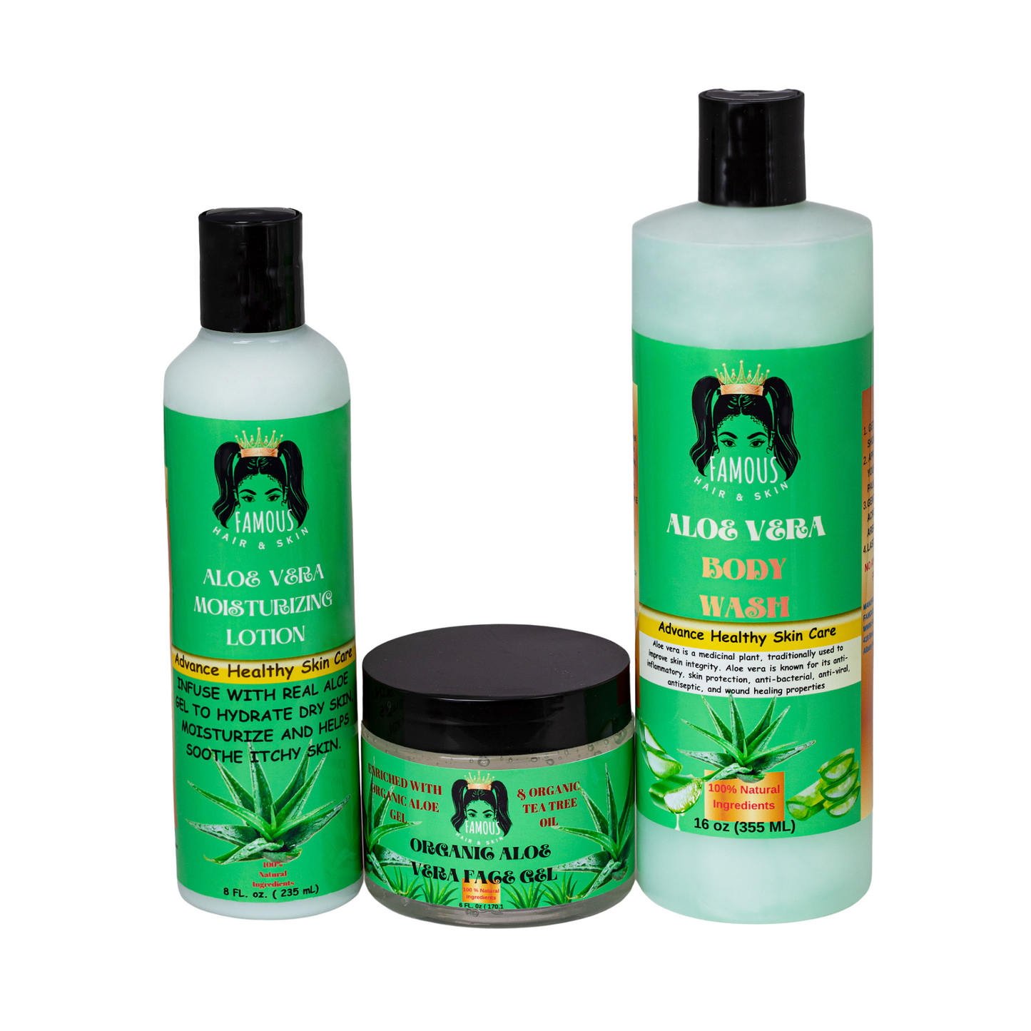 30 oz. Aloe Vera Collection/ Aloe Vera body wash/Aloe Vera Moisturizing Lotion/Aloe Vera face Gel