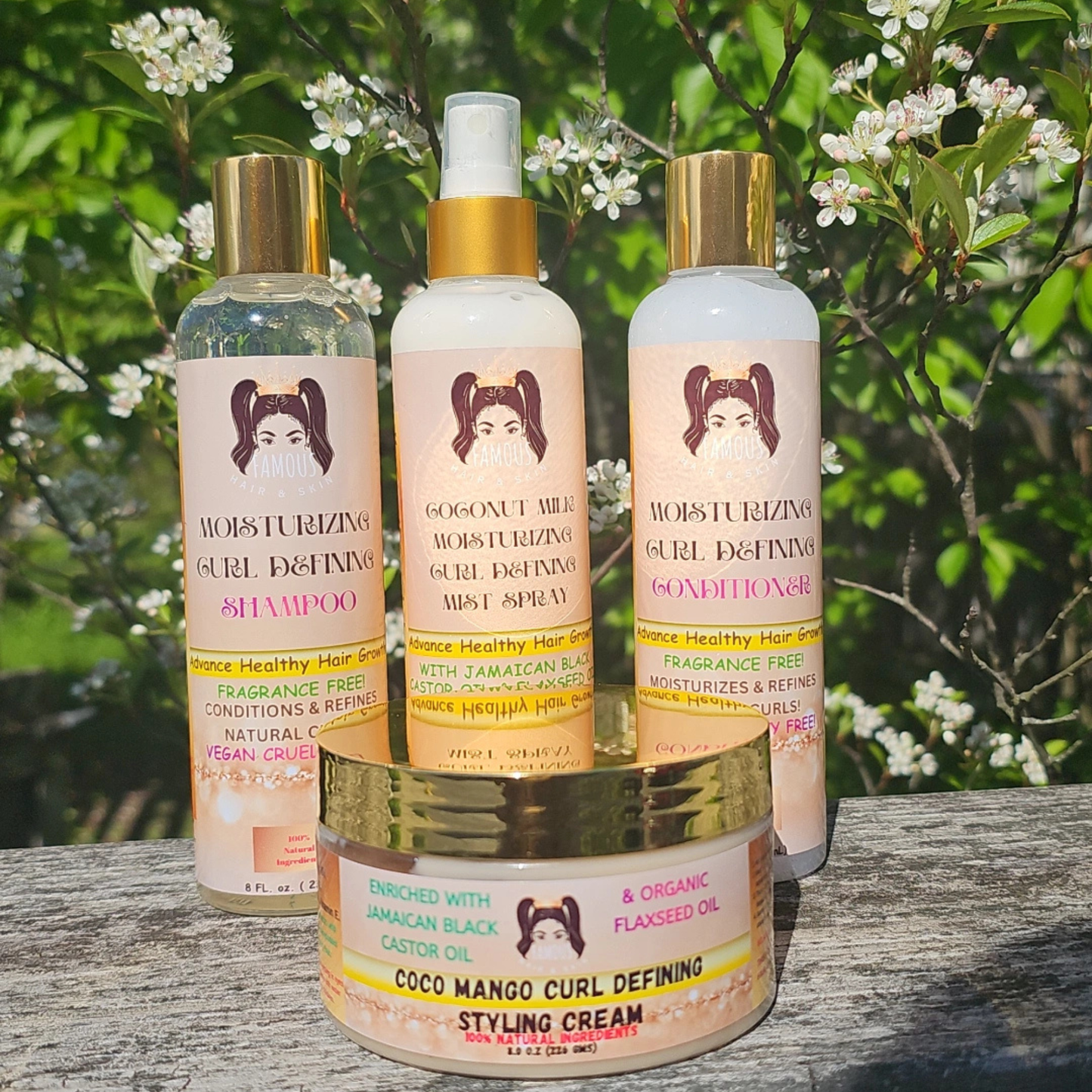 32 oz. Coco Mango Curl defining Cream/Coconut milk curl defining moisturizing spray/Moisturizing Fragrance Free  Shampoo and Conditioner kit