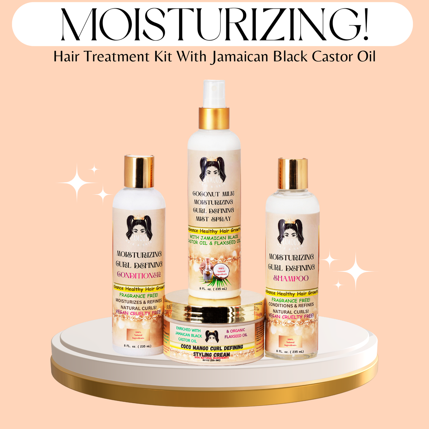 32 oz. Coco Mango Curl defining Cream/Coconut milk curl defining moisturizing spray/Moisturizing Fragrance Free  Shampoo and Conditioner kit